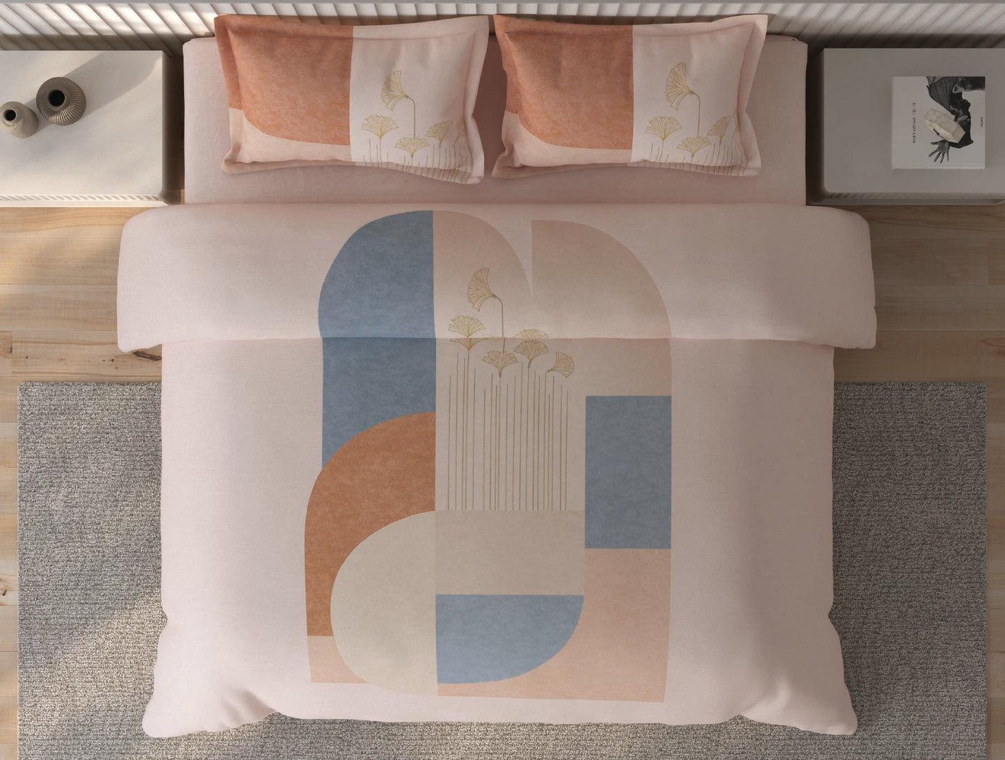 Spaces Vortex Light Pink Geometric 100% Cotton Crafted Comfort Large Bedsheet with 2 Pillow Covers - 108 x 108 Inches