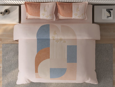Spaces Vortex Light Pink Geometric 100% Cotton Crafted Comfort Large Bedsheet with 2 Pillow Covers - 108 x 108 Inches