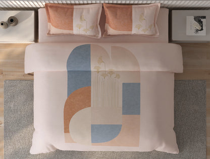 Spaces Vortex Light Pink Geometric 100% Cotton Crafted Comfort Large Bedsheet with 2 Pillow Covers - 108 x 108 Inches