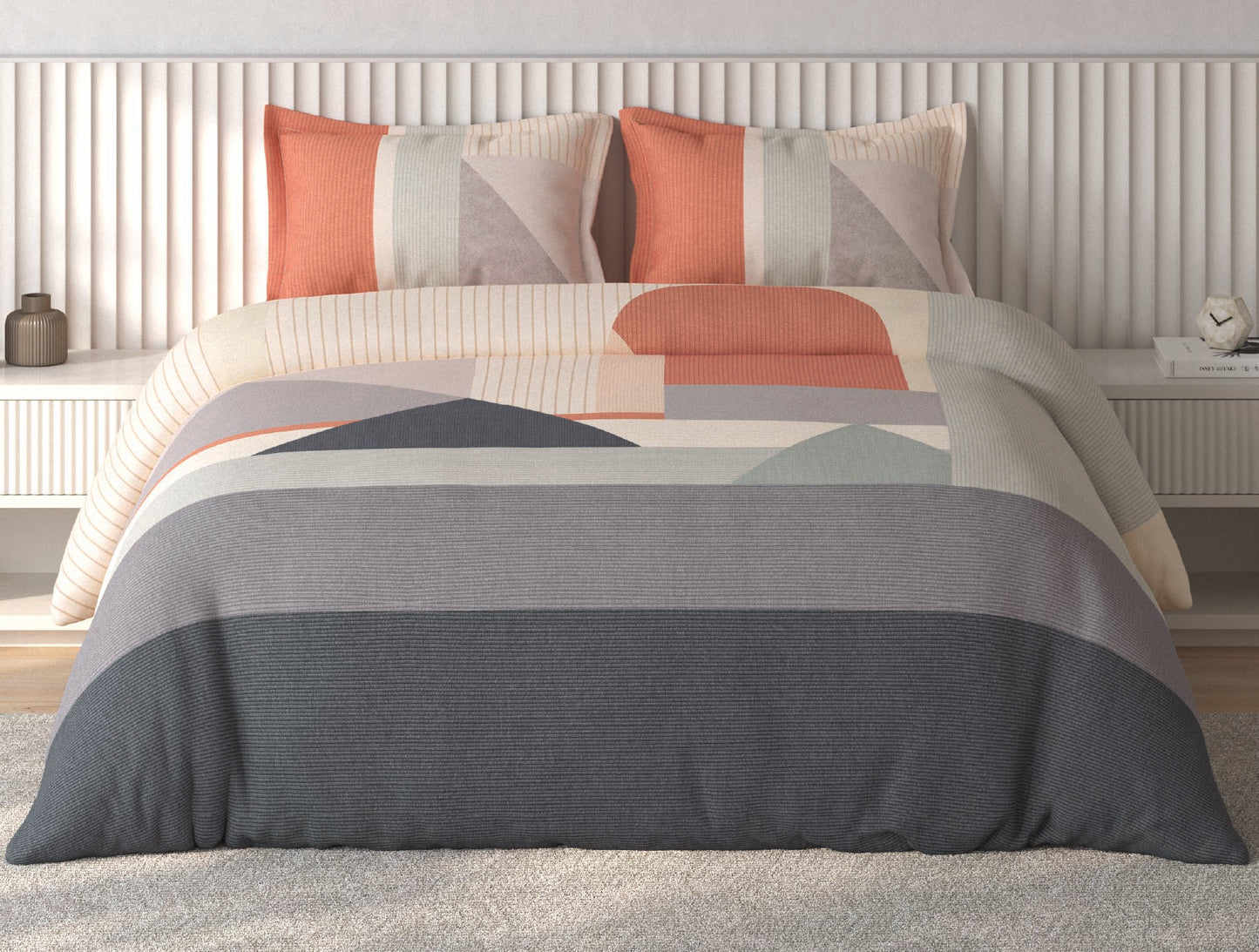 Spaces Vortex Blush Geometric 100% Cotton Crafted Comfort Large Bedsheet with 2 Pillow Covers - 108 x 108 Inches