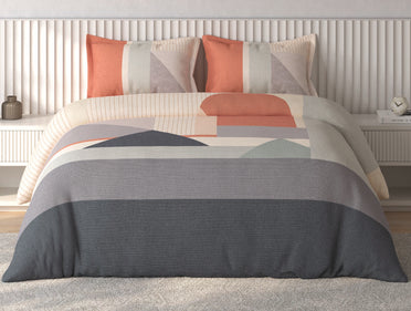 Spaces Vortex Blush Geometric 100% Cotton Crafted Comfort Large Bedsheet with 2 Pillow Covers - 108 x 108 Inches