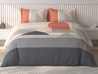 Spaces Vortex Blush Geometric 100% Cotton Crafted Comfort Large Bedsheet with 2 Pillow Covers - 108 x 108 Inches