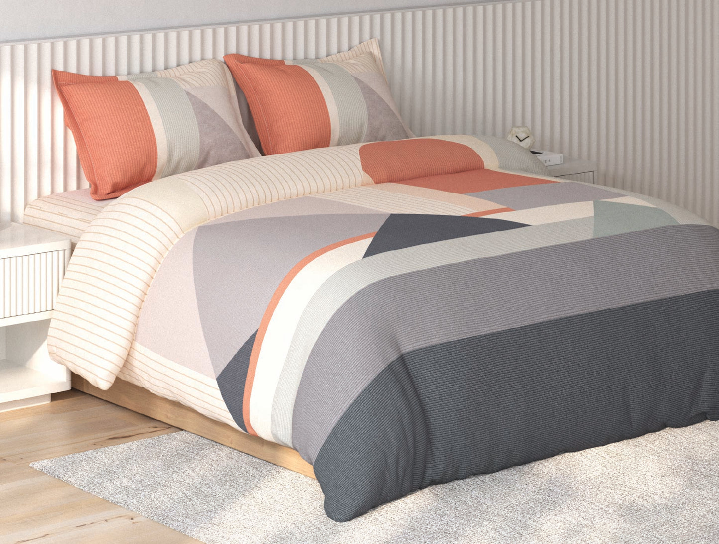 Spaces Vortex Blush Geometric 100% Cotton Crafted Comfort Large Bedsheet with 2 Pillow Covers - 108 x 108 Inches