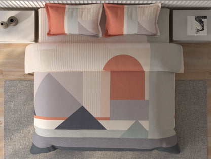 Spaces Vortex Blush Geometric 100% Cotton Crafted Comfort Large Bedsheet with 2 Pillow Covers - 108 x 108 Inches