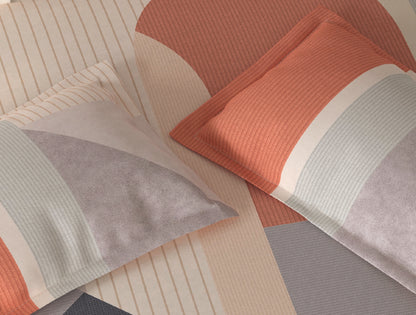 Spaces Vortex Blush Geometric 100% Cotton Crafted Comfort Large Bedsheet with 2 Pillow Covers - 108 x 108 Inches