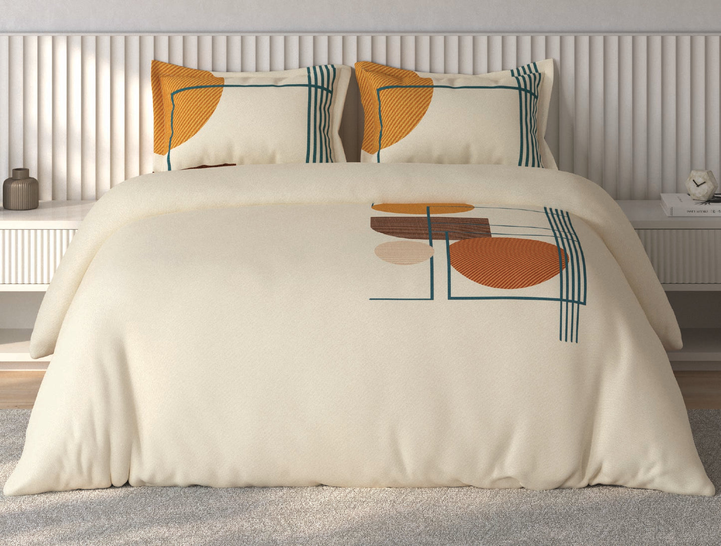 Spaces Vortex Light Yellow Geometric 100% Cotton Crafted Comfort Large Bedsheet with 2 Pillow Covers - 108 x 108 Inches