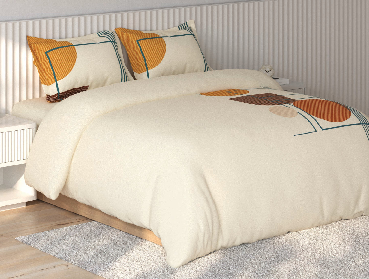 Spaces Vortex Light Yellow Geometric 100% Cotton Crafted Comfort Large Bedsheet with 2 Pillow Covers - 108 x 108 Inches