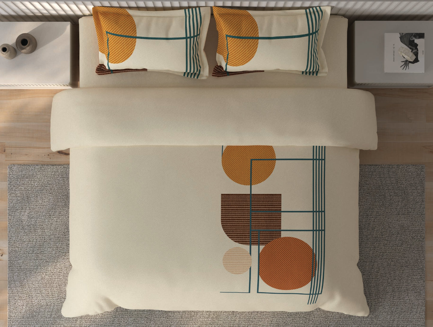 Spaces Vortex Light Yellow Geometric 100% Cotton Crafted Comfort Large Bedsheet with 2 Pillow Covers - 108 x 108 Inches