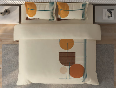 Spaces Vortex Light Yellow Geometric 100% Cotton Crafted Comfort Large Bedsheet with 2 Pillow Covers - 108 x 108 Inches