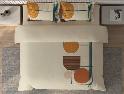 Spaces Vortex Light Yellow Geometric 100% Cotton Crafted Comfort Large Bedsheet with 2 Pillow Covers - 108 x 108 Inches