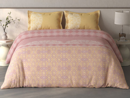 Spaces Fiora Blush Ornate 100% Cotton Double Bedsheet with 2 Pillow Covers - 90 x 108 Inches