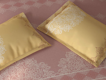 Spaces Fiora Blush Ornate 100% Cotton Double Bedsheet with 2 Pillow Covers - 90 x 108 Inches