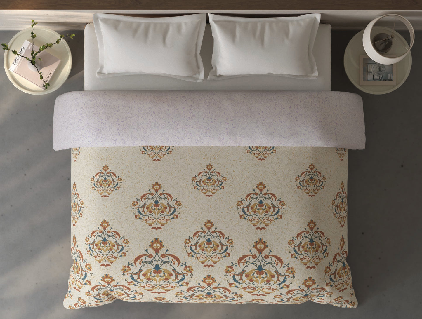 Spaces Fiora Cream Ornate 100% Cotton Double Quilt Blanket - 88 x 106 Inches