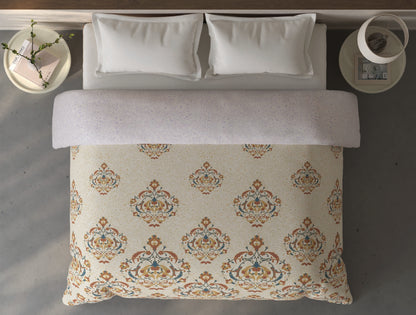 Spaces Fiora Cream Ornate 100% Cotton Double Quilt Blanket - 88 x 106 Inches