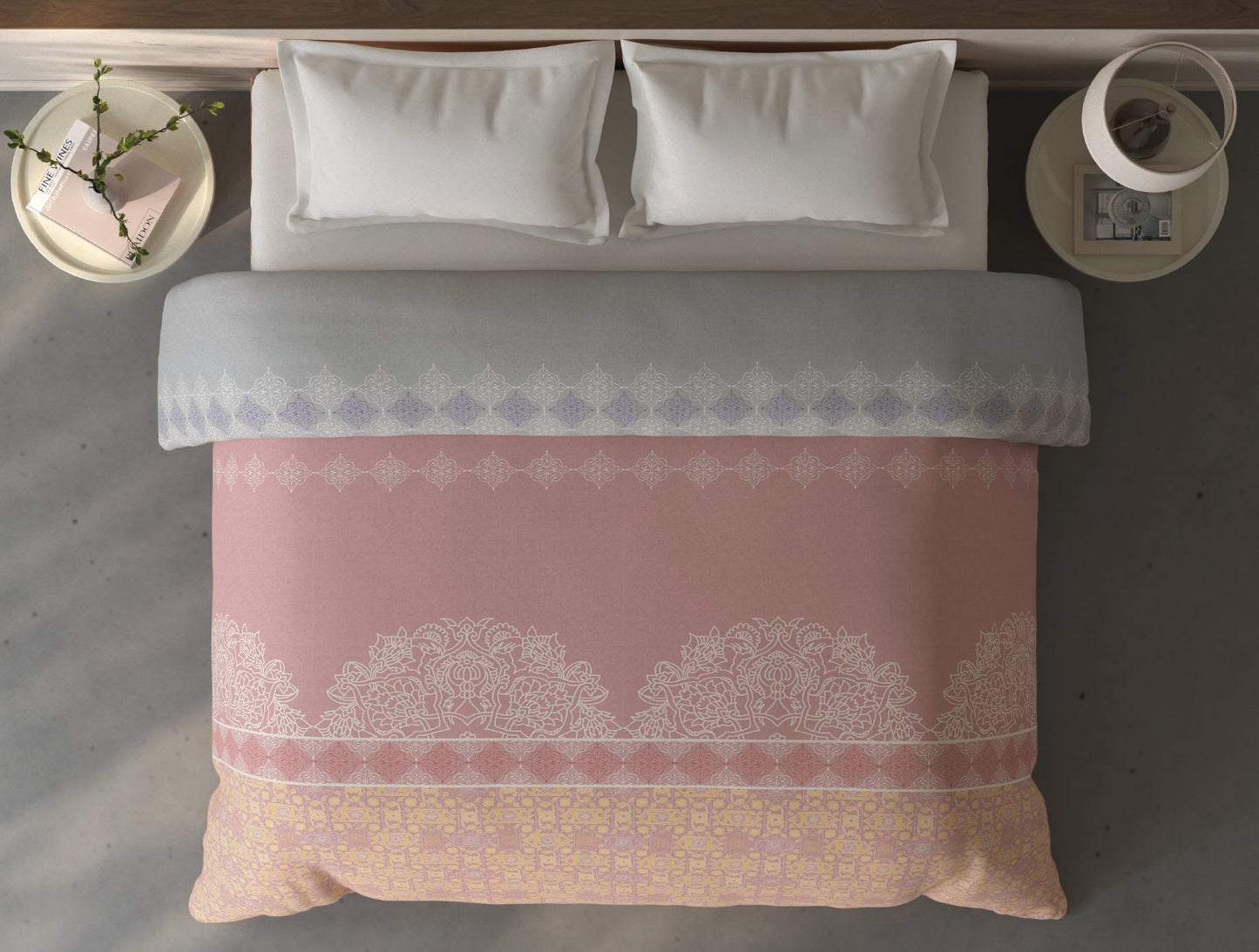 Spaces Fiora Blush Ornate 100% Cotton Double Quilt Blanket - 88 x 106 Inches