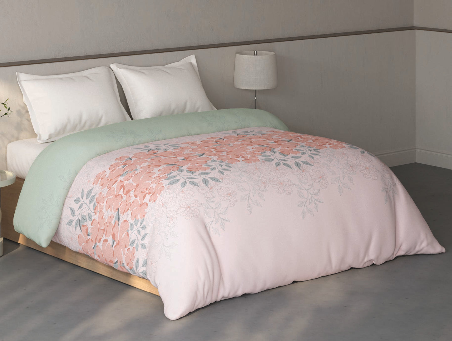 Spaces Fiora Light Pink Floral 100% Cotton Double Quilt Blanket - 88 x 106 Inches