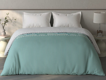 Spaces Fiora Light Green Geometric 100% Cotton Double Quilt Blanket - 88 x 106 Inches