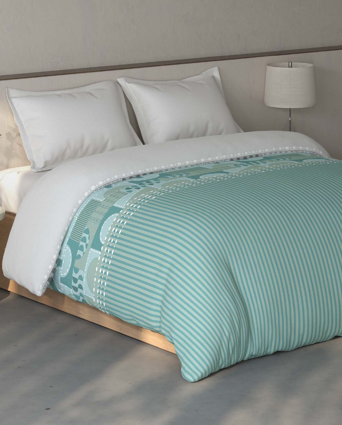 Spaces Fiora Light Green Geometric 100% Cotton Double Quilt Blanket - 88 x 106 Inches