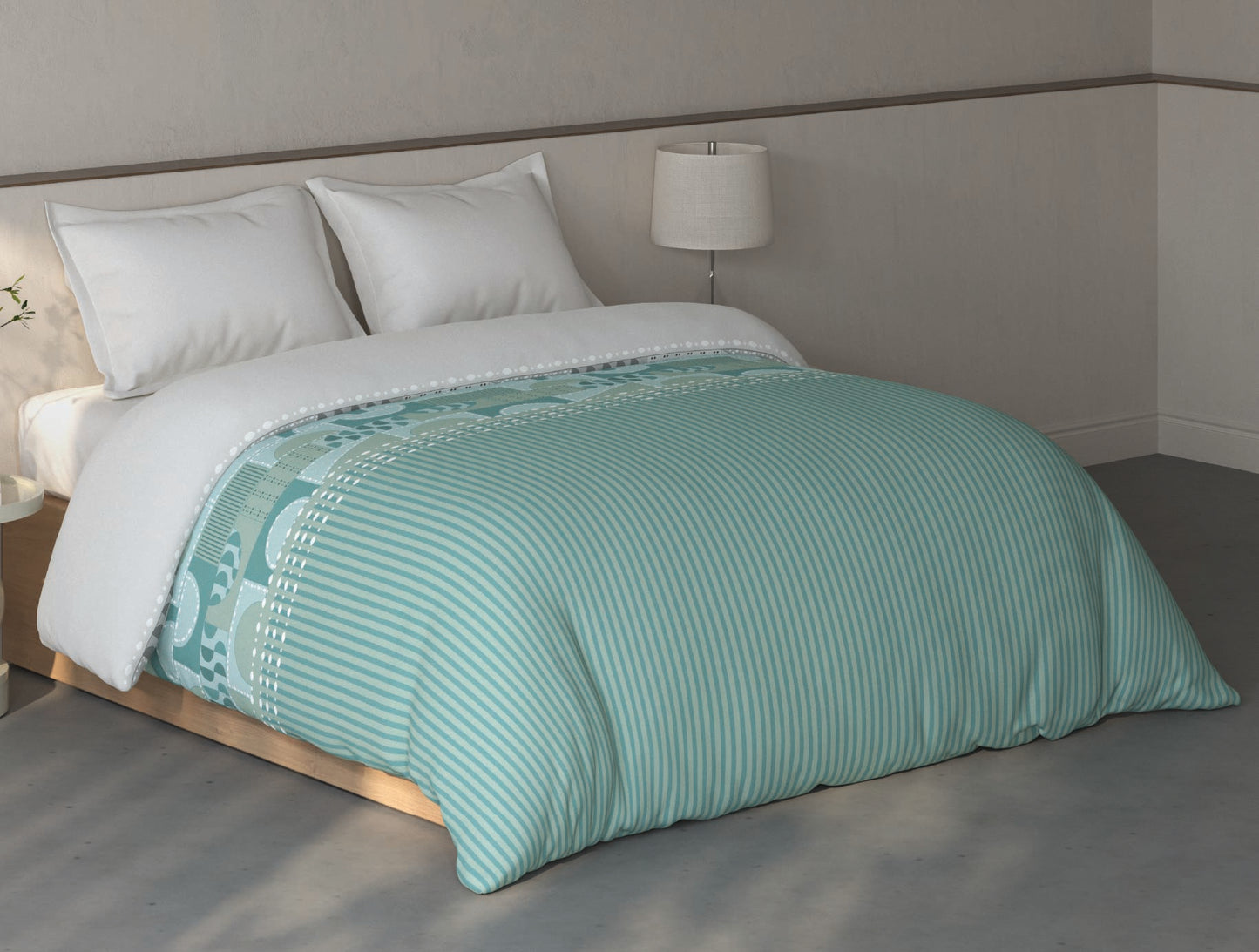 Spaces Fiora Light Green Geometric 100% Cotton Double Quilt Blanket - 88 x 106 Inches