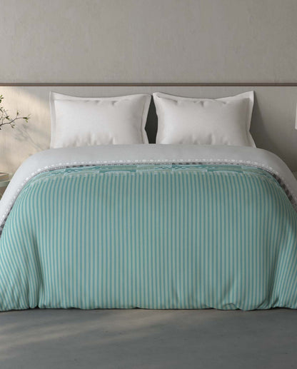 Spaces Fiora Light Green Geometric 100% Cotton Double Quilt Blanket - 88 x 106 Inches