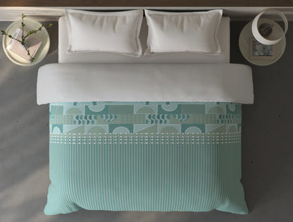 Spaces Fiora Light Green Geometric 100% Cotton Double Quilt Blanket - 88 x 106 Inches