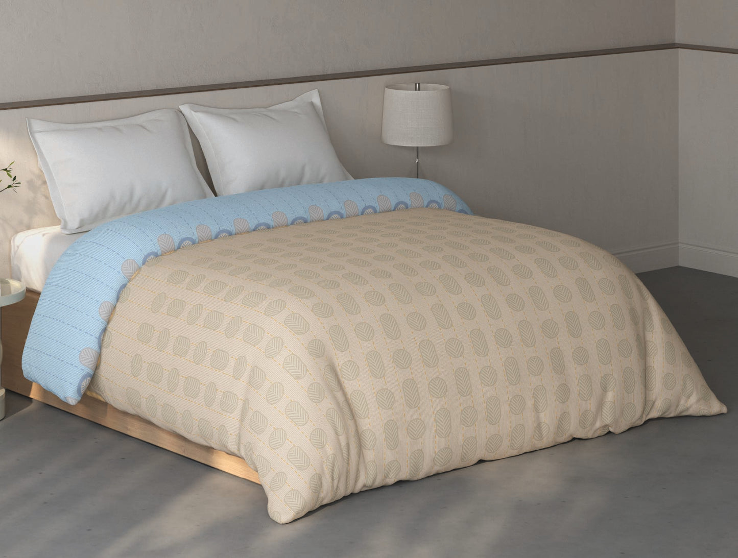 Spaces Fiora Beige Geometric 100% Cotton Double Quilt Blanket - 88 x 106 Inches