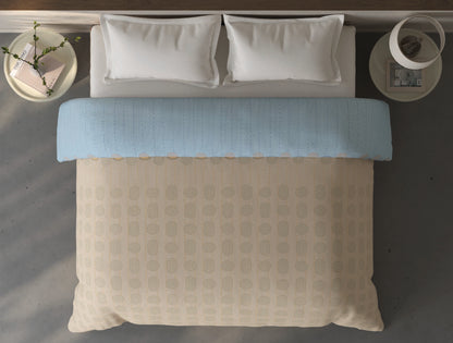 Spaces Fiora Beige Geometric 100% Cotton Double Quilt Blanket - 88 x 106 Inches