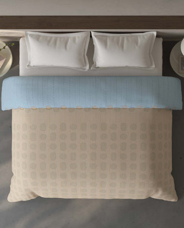 Spaces Fiora Beige Geometric 100% Cotton Double Quilt Blanket - 88 x 106 Inches