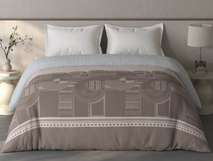 Spaces Fiora Light Taupe Geometric 100% Cotton Double Quilt Blanket - 88 x 106 Inches