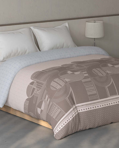 Spaces Fiora Light Taupe Geometric 100% Cotton Double Quilt Blanket - 88 x 106 Inches