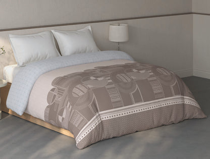Spaces Fiora Light Taupe Geometric 100% Cotton Double Quilt Blanket - 88 x 106 Inches