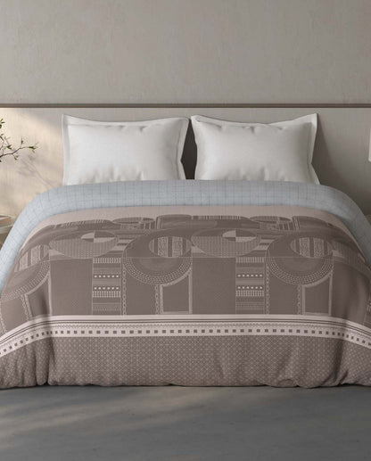 Spaces Fiora Light Taupe Geometric 100% Cotton Double Quilt Blanket - 88 x 106 Inches