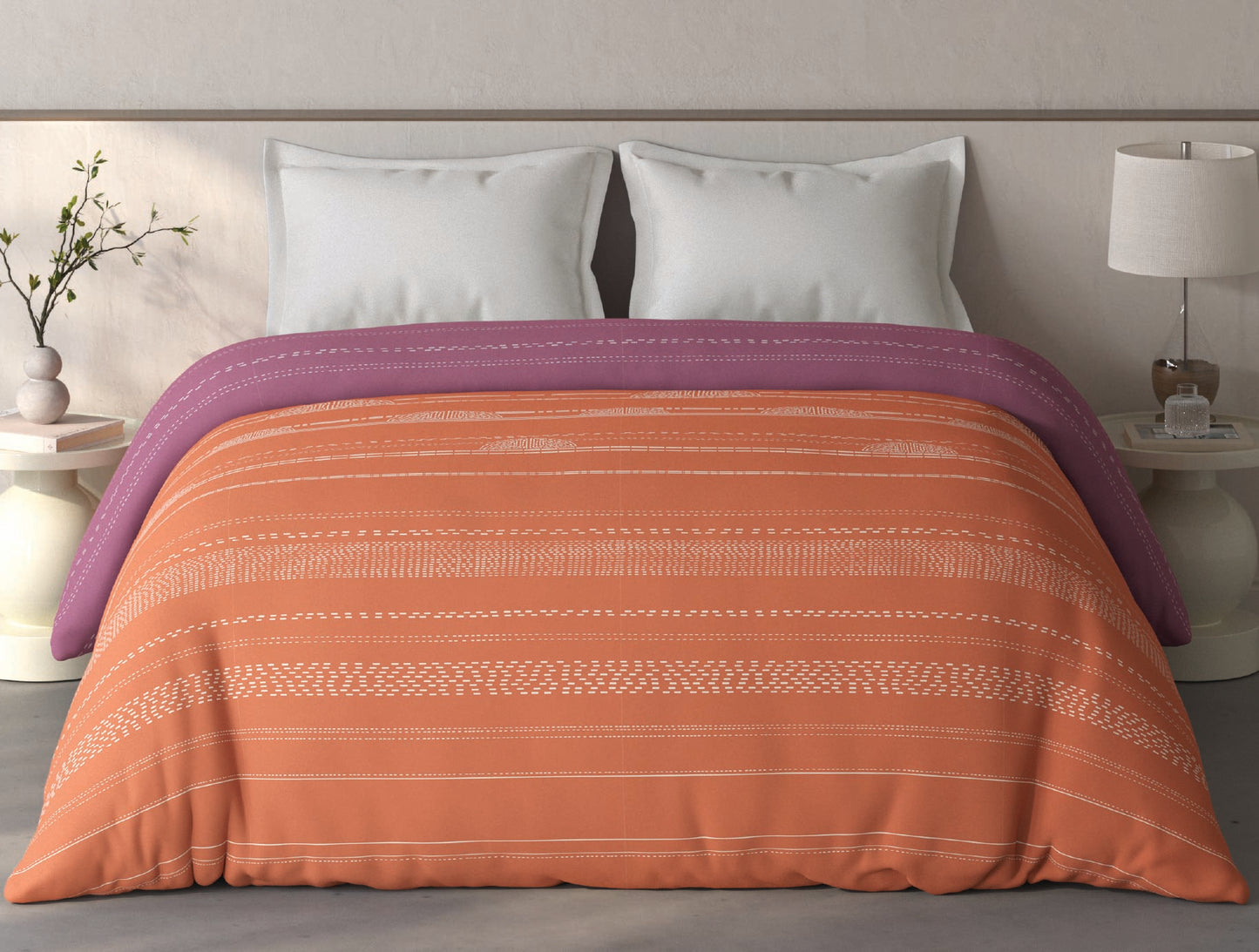 Spaces Fiora Rust Geometric 100% Cotton Double Quilt Blanket - 88 x 106 Inches