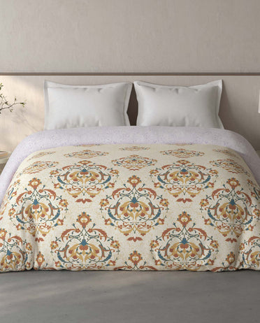 Spaces Fiora 100% Cotton Ornate Cream Double Quilt - 88 x 106 Inches