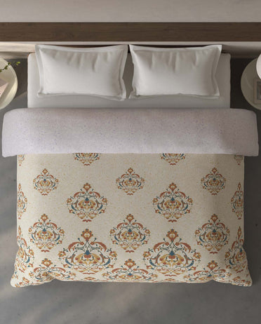 Spaces Fiora 100% Cotton Ornate Cream Double Quilt - 88 x 106 Inches