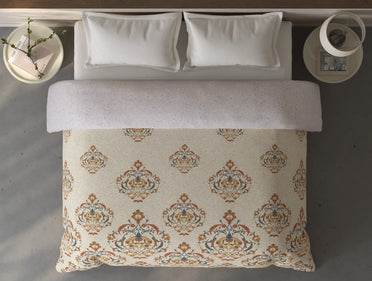 Spaces Fiora 100% Cotton Ornate Cream Double Quilt - 88 x 106 Inches