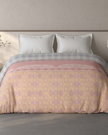 Spaces Fiora 100% Cotton Ornate Blush Double Quilt - 88 x 106 Inches
