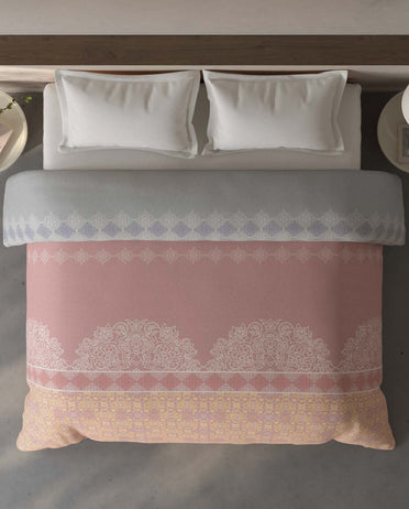 Spaces Fiora 100% Cotton Ornate Blush Double Quilt - 88 x 106 Inches