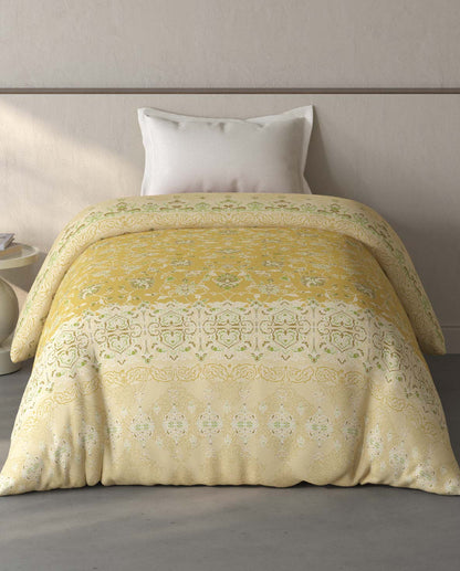Spaces Fiora Light Yellow Ornate 100% Cotton Single Quilt - 59 x 86 Inches
