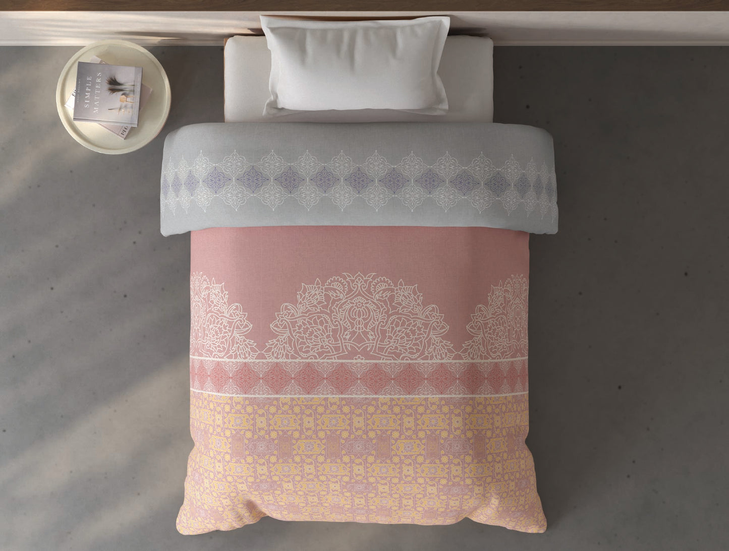 Spaces Fiora Blush Ornate 100% Cotton Single Quilt - 59 x 86 Inches