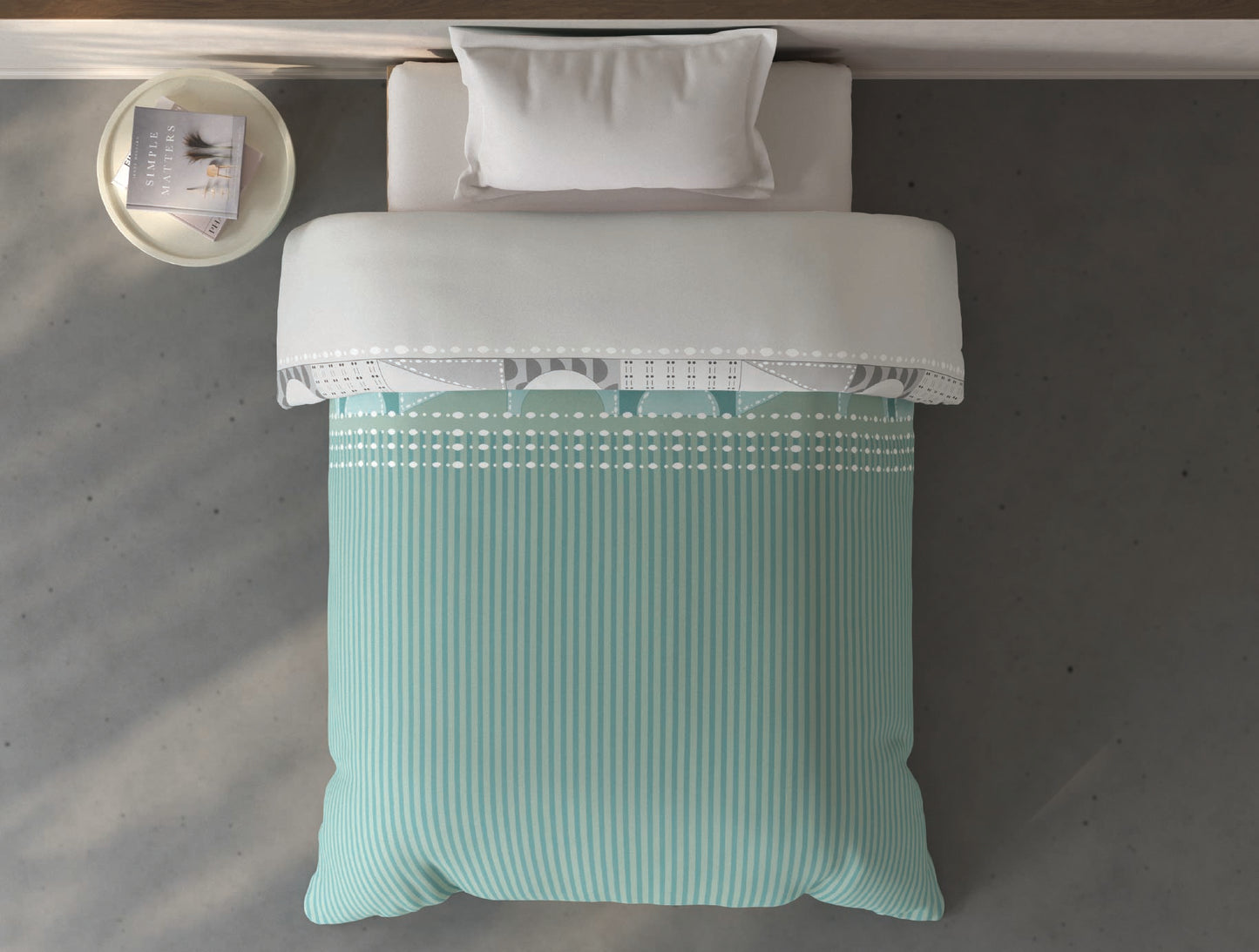 Spaces Fiora Light Green Geometric 100% Cotton Single Quilt - 59 x 86 Inches