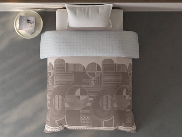 Spaces Fiora Light Taupe Geometric 100% Cotton Single Quilt - 59 x 86 Inches