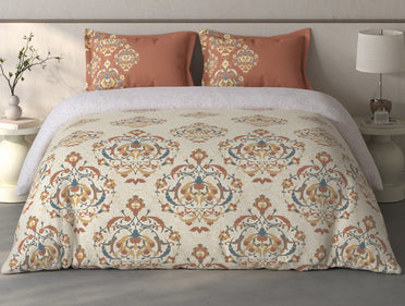 Spaces Fiora Cream Ornate 100% Cotton Bedding Set - 108 x 108 Inches