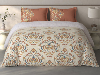 Spaces Fiora Cream Ornate 100% Cotton Bedding Set - 108 x 108 Inches