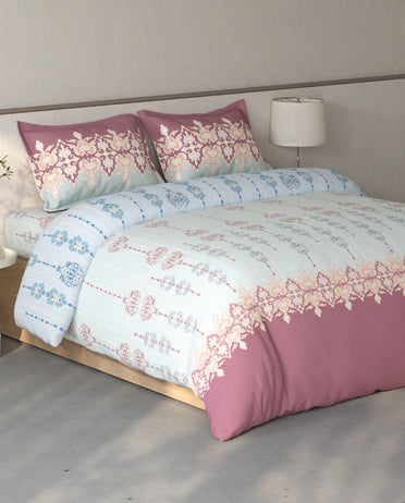 Spaces Fiora Light Blue Ornate 100% Cotton Bedding Set - 108 x 108 Inches