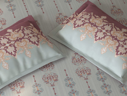 Spaces Fiora Light Blue Ornate 100% Cotton Bedding Set - 108 x 108 Inches
