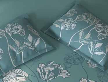 Spaces Fiora Light Teal Floral 100% Cotton Bedding Set - 108 x 108 Inches