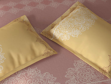 Spaces Fiora Blush Ornate 100% Cotton King Fitted Sheet with 2 Pillow Covers - 72 x 78 Inches