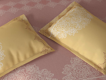Spaces Fiora Blush Ornate 100% Cotton King Fitted Sheet with 2 Pillow Covers - 72 x 78 Inches