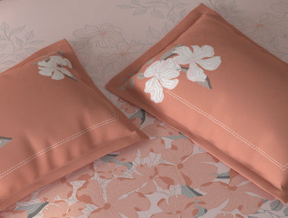 Spaces Fiora Light Pink Floral 100% Cotton King Fitted Sheet with 2 Pillow Covers - 72 x 78 Inches